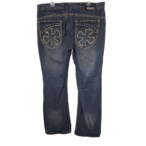 OOAK Buckle Black Mens Jeans Size 38 Low Rise Boot Cut Hand Embroidered Western‎